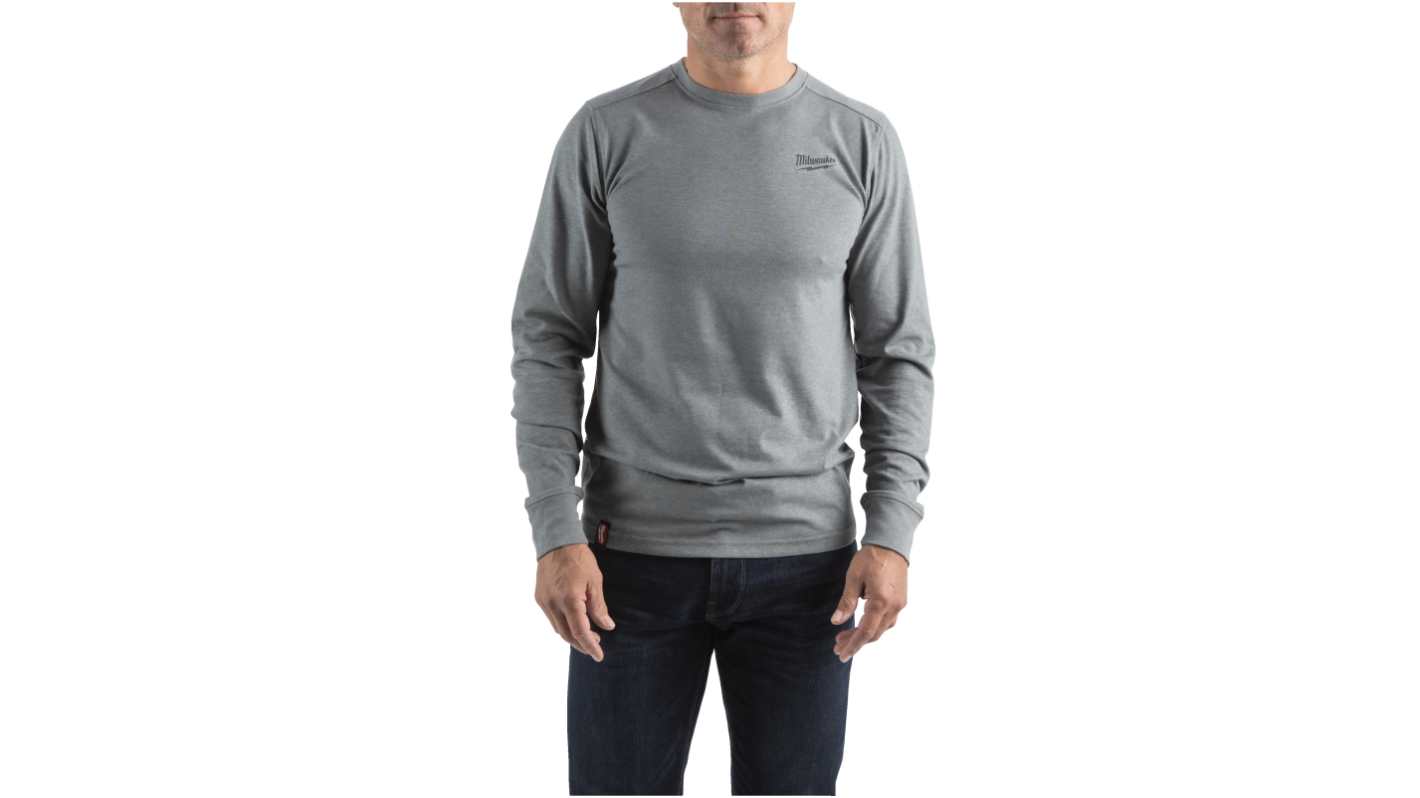 T-shirt, Szary, Bawełna, poliester, XXL, Długi