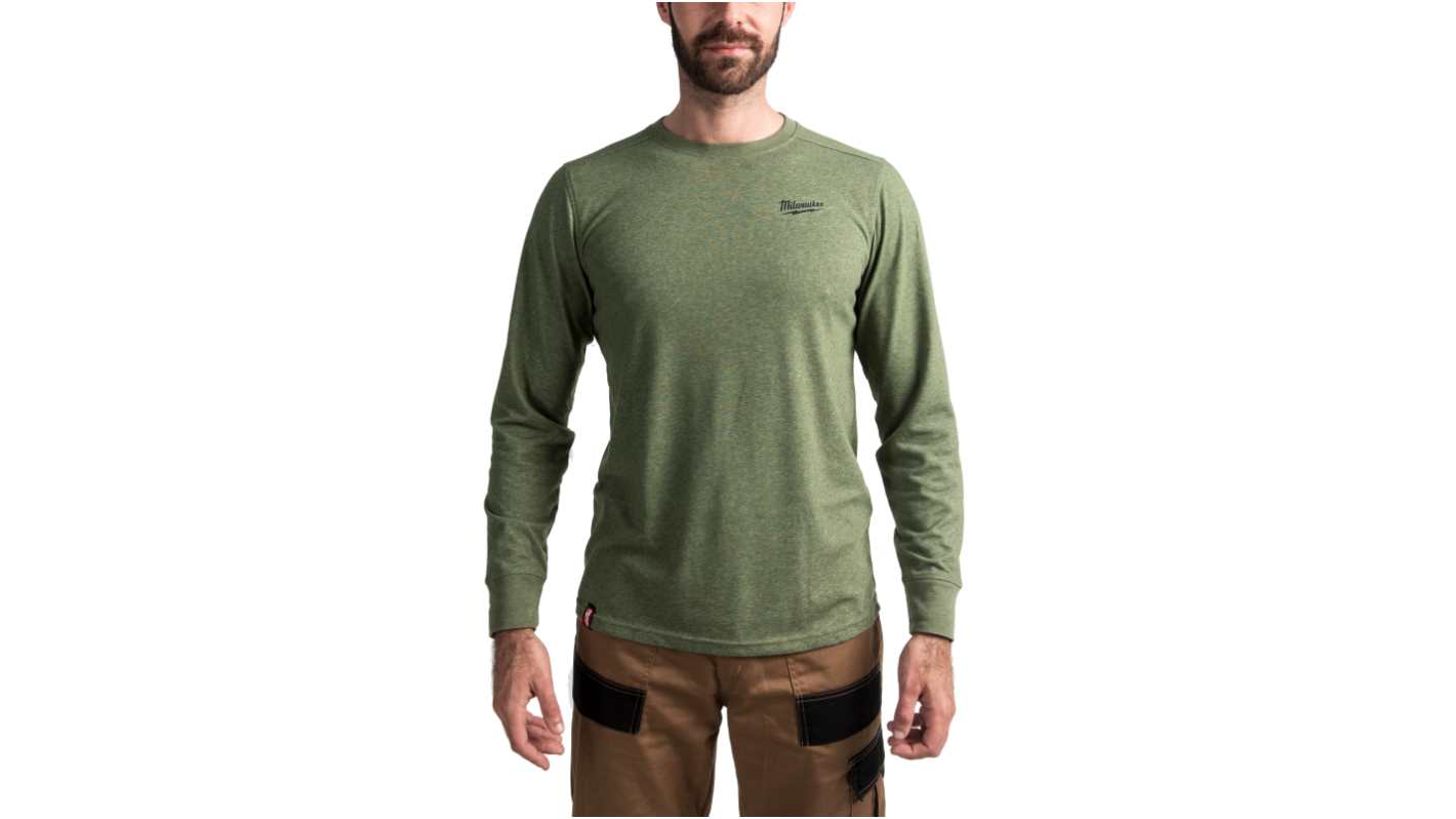 Milwaukee Green Cotton, Polyester Long Sleeve T-Shirt, UK- XXL, EUR- XXL, Hi-Vis