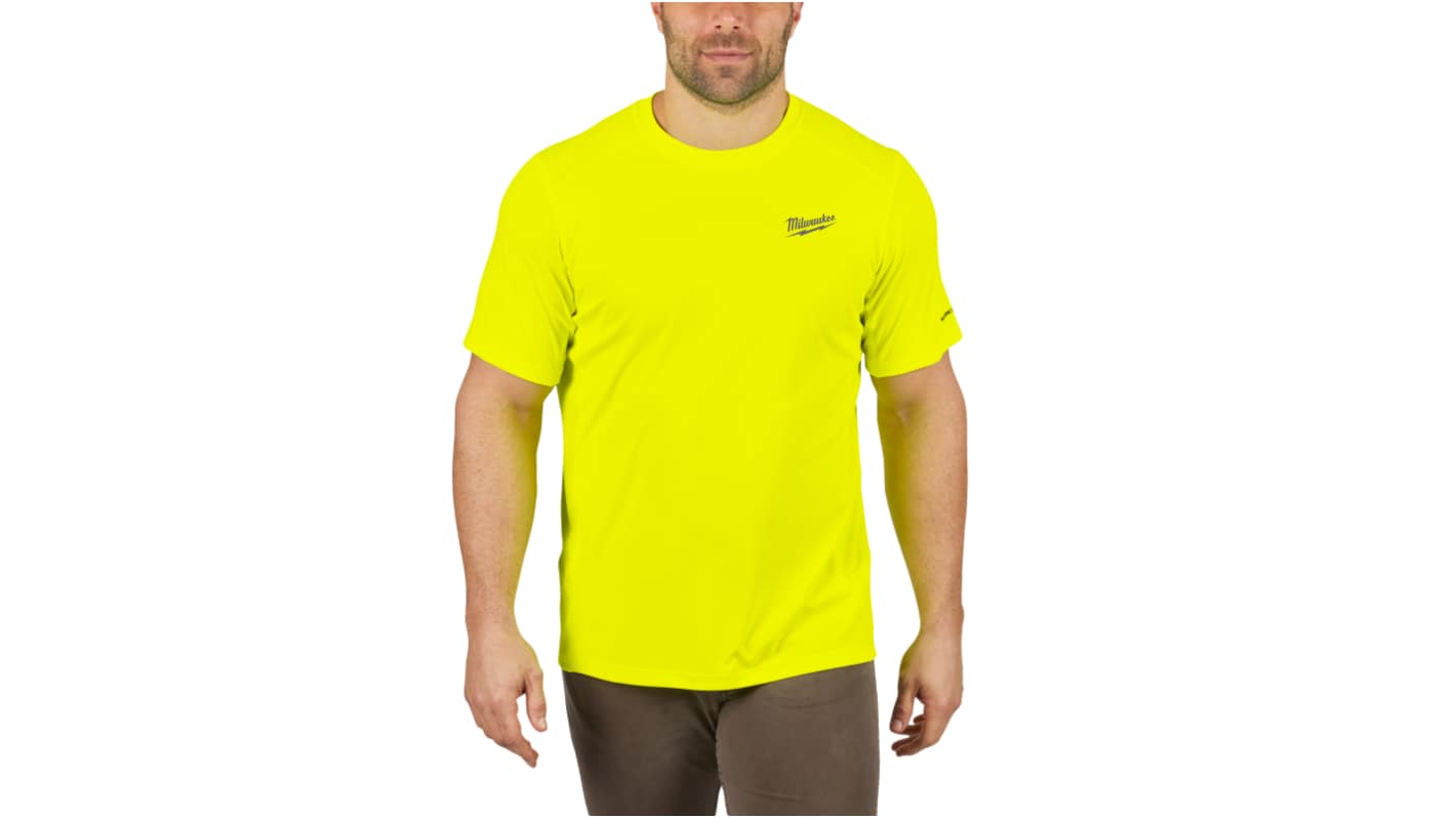 T-shirt, Żółty, 100% poliester, L, Krótki