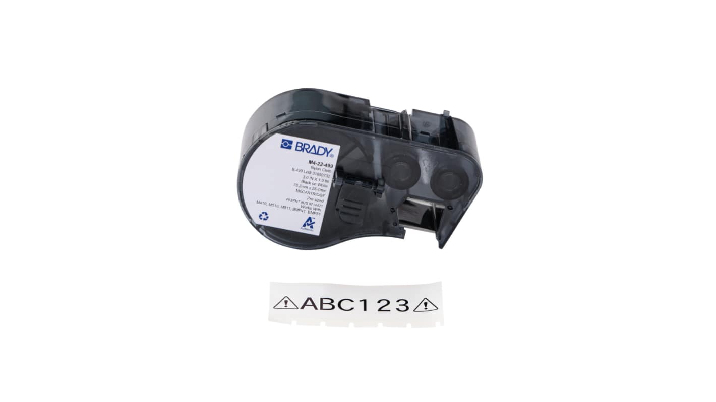 Brady 1770 White Black Print Label Roll, 25.4mm Width, 76.2mm Height, 100Per Roll Qty