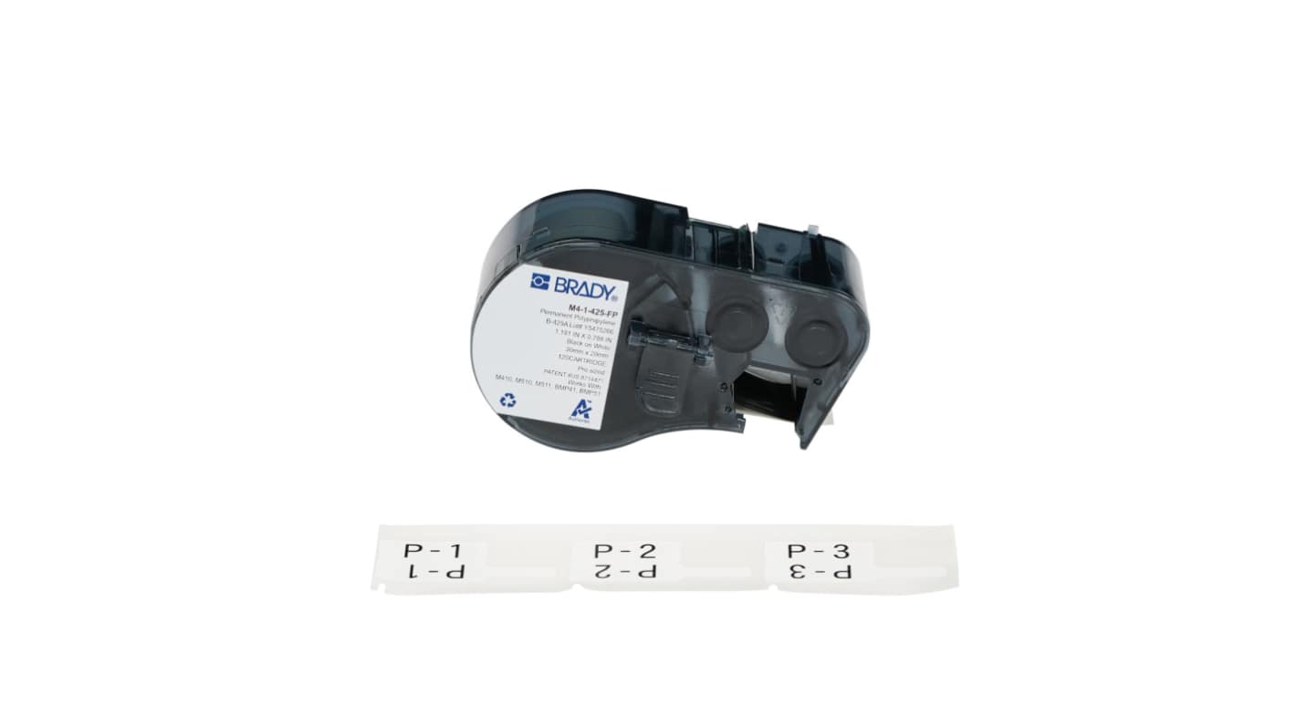 Brady 1770 White Black Print Label Roll, 20.02mm Width, 29.97mm Height, 120Per Roll Qty
