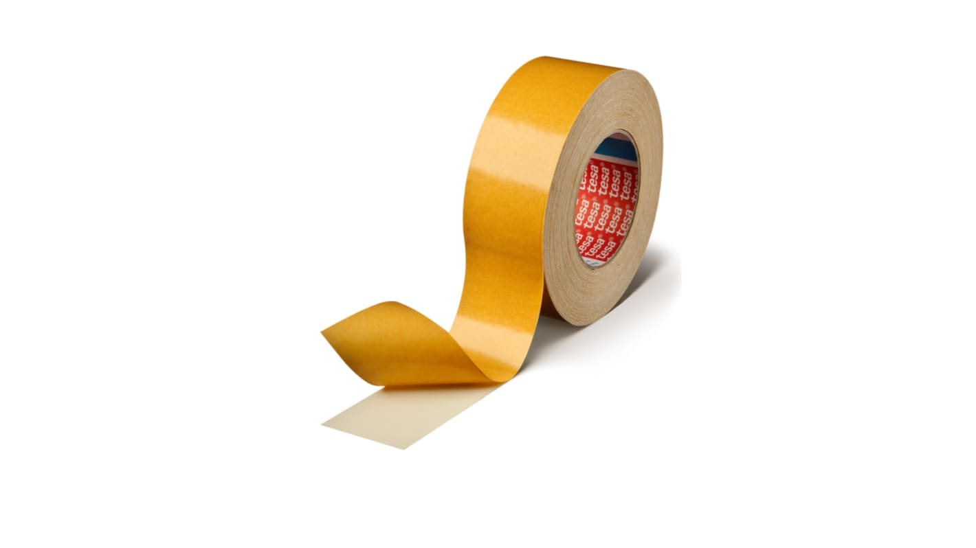Tesa 04964-00073-00 White Double Sided Tape, 0.39mm Thick, 7.6 N/cm, Fabric Backing