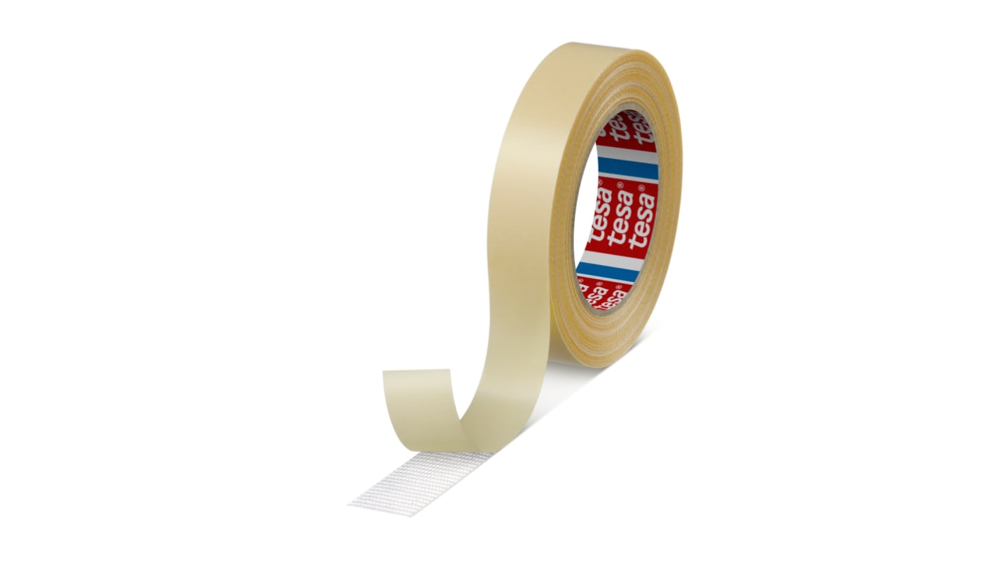 Tesa 04934-00000-00 White Double Sided Tape, 0.2mm Thick, 24 N/cm, Fabric Backing