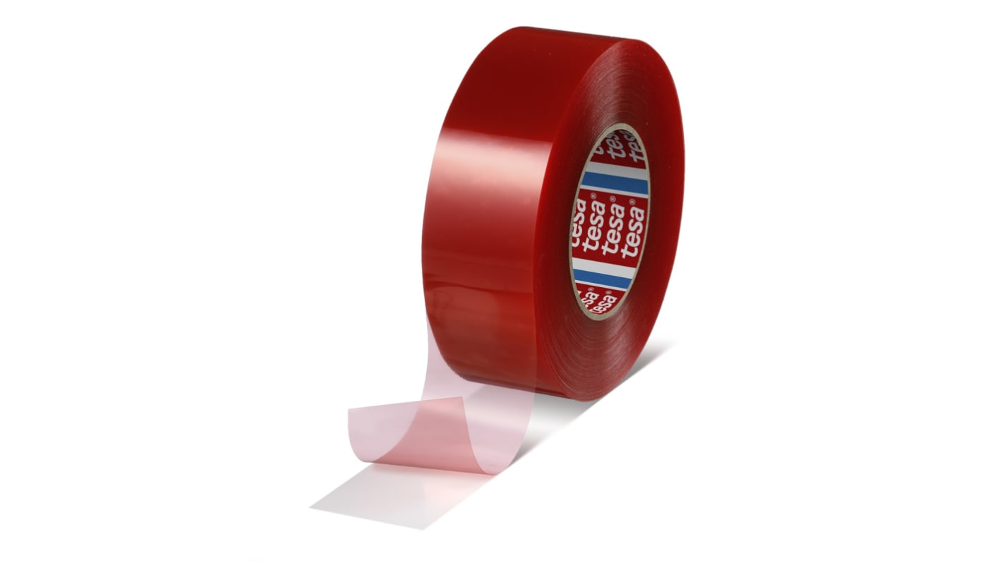 Tesa 04965-00177-00 Transparent Double Sided Tape, 0.205mm Thick, 13 N/cm, PET Backing