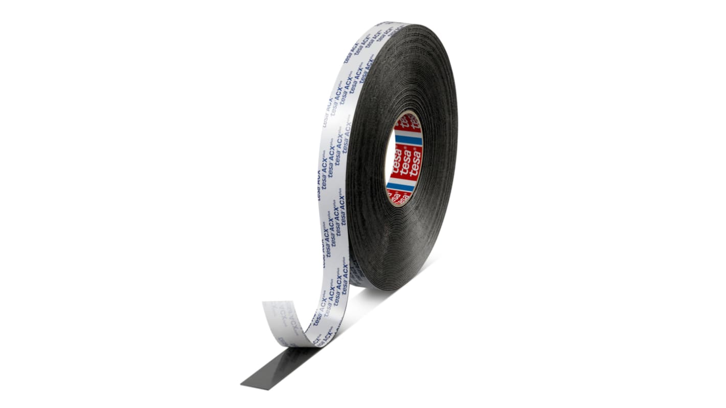 Tesa 07065-00012-22 Black Double Sided Tape, 1.2mm Thick, 48 N/cm, Acrylic Foam Backing