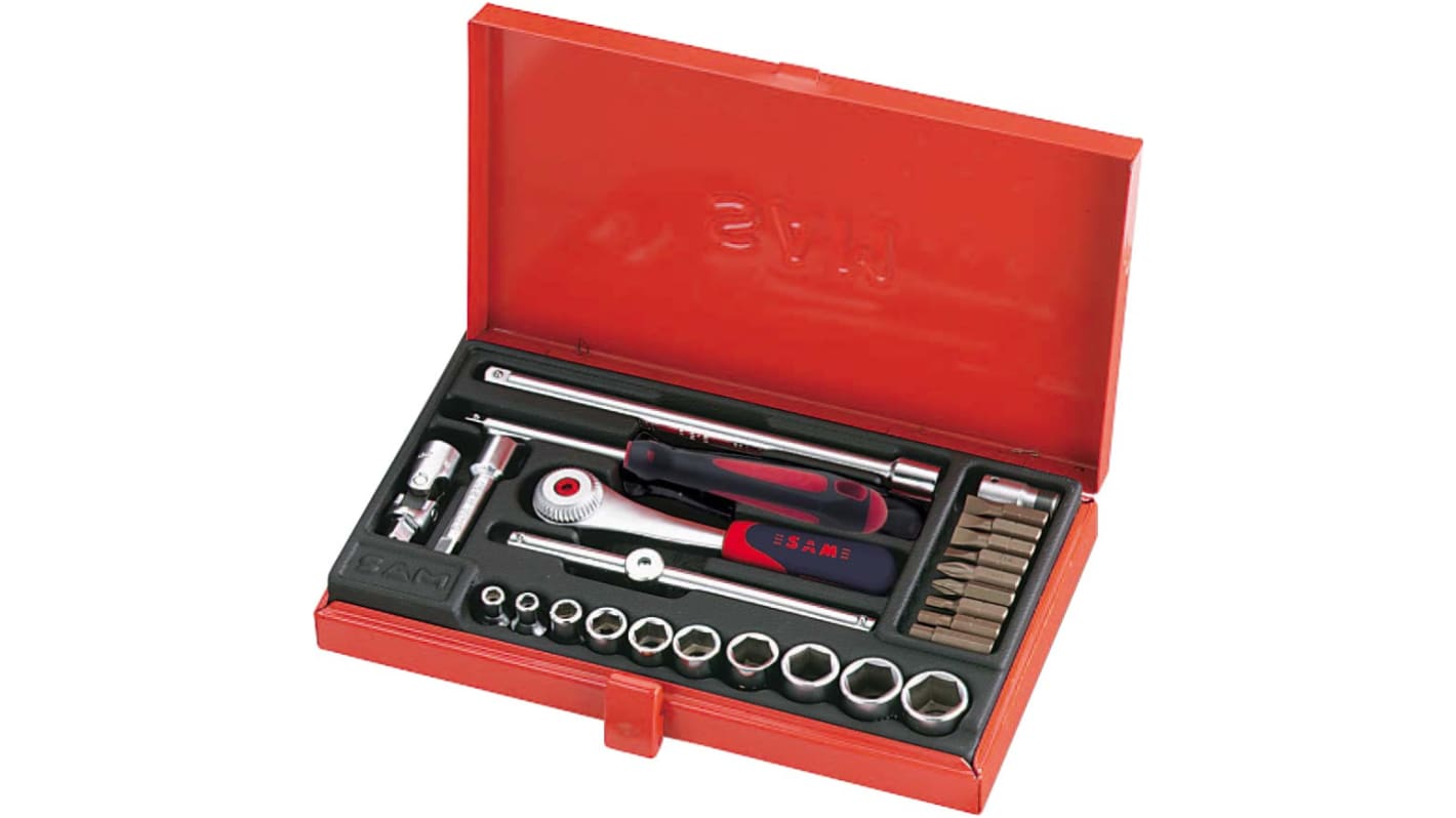 SAM 26-Piece Imperial 1/4 in Standard Socket Set with Ratchet, Hexagonal Socket Screws