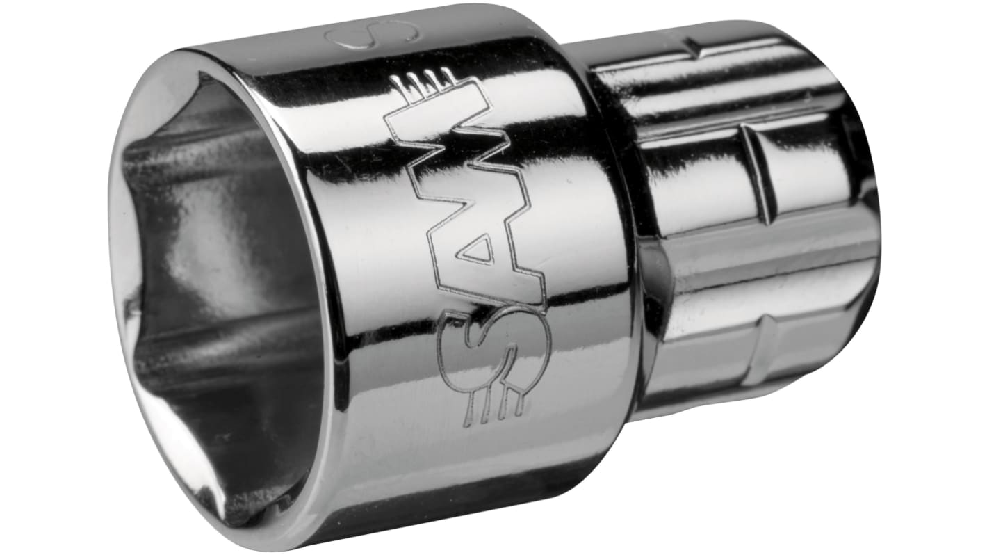 SAM 1/2 in Drive 28mm Pass Through Socket, 6 point, 37.86mm