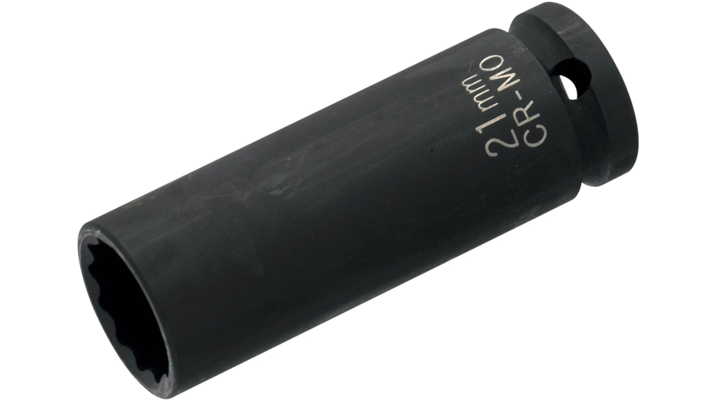 SAM 1/2 in Drive 18mm Impact Bit Socket, 12 point, 27mm, 85 mm Overall Length
