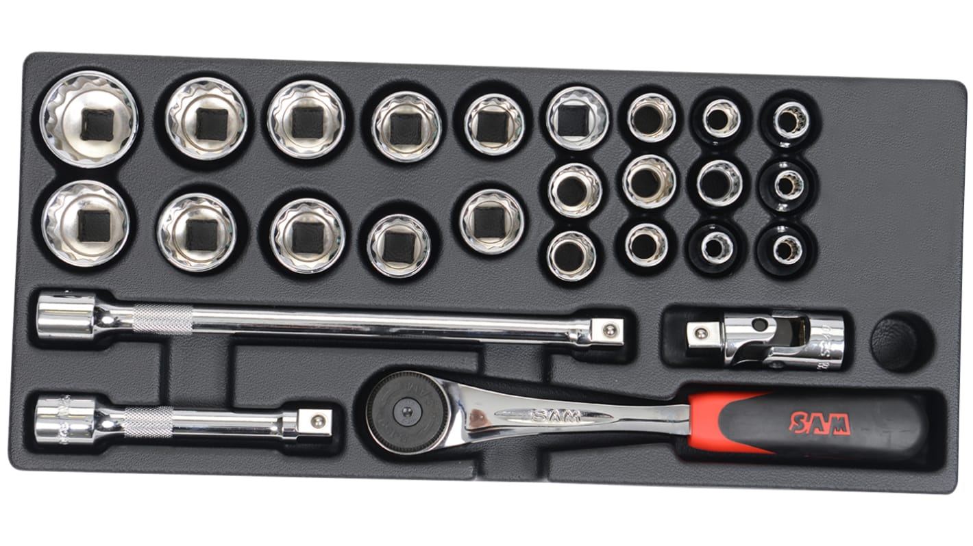 SAM 22-Piece Imperial 1/2 in Standard Socket Set with Ratchet, 6 point