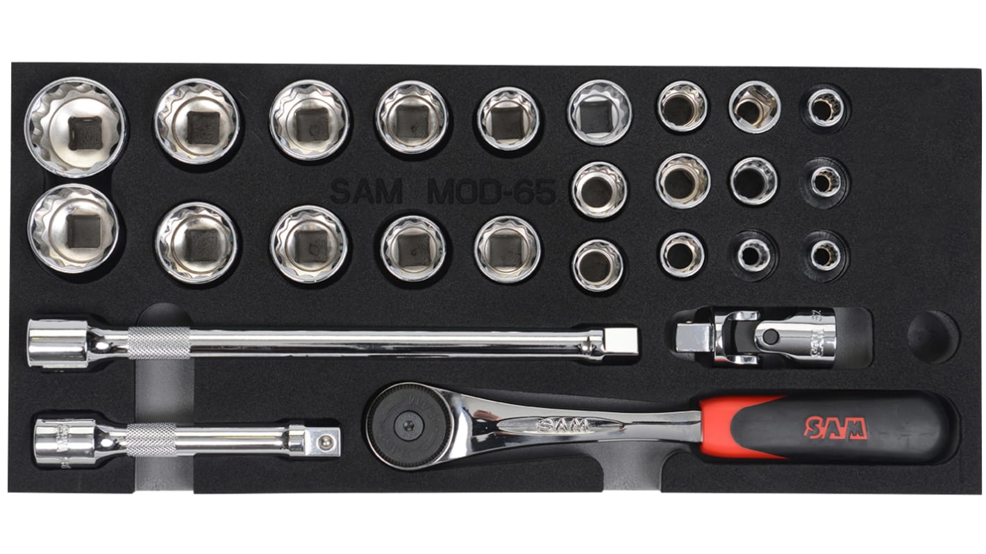 SAM 22-Piece Imperial 1/2 in Standard Socket Set with Ratchet, Hexagonal Socket Screws