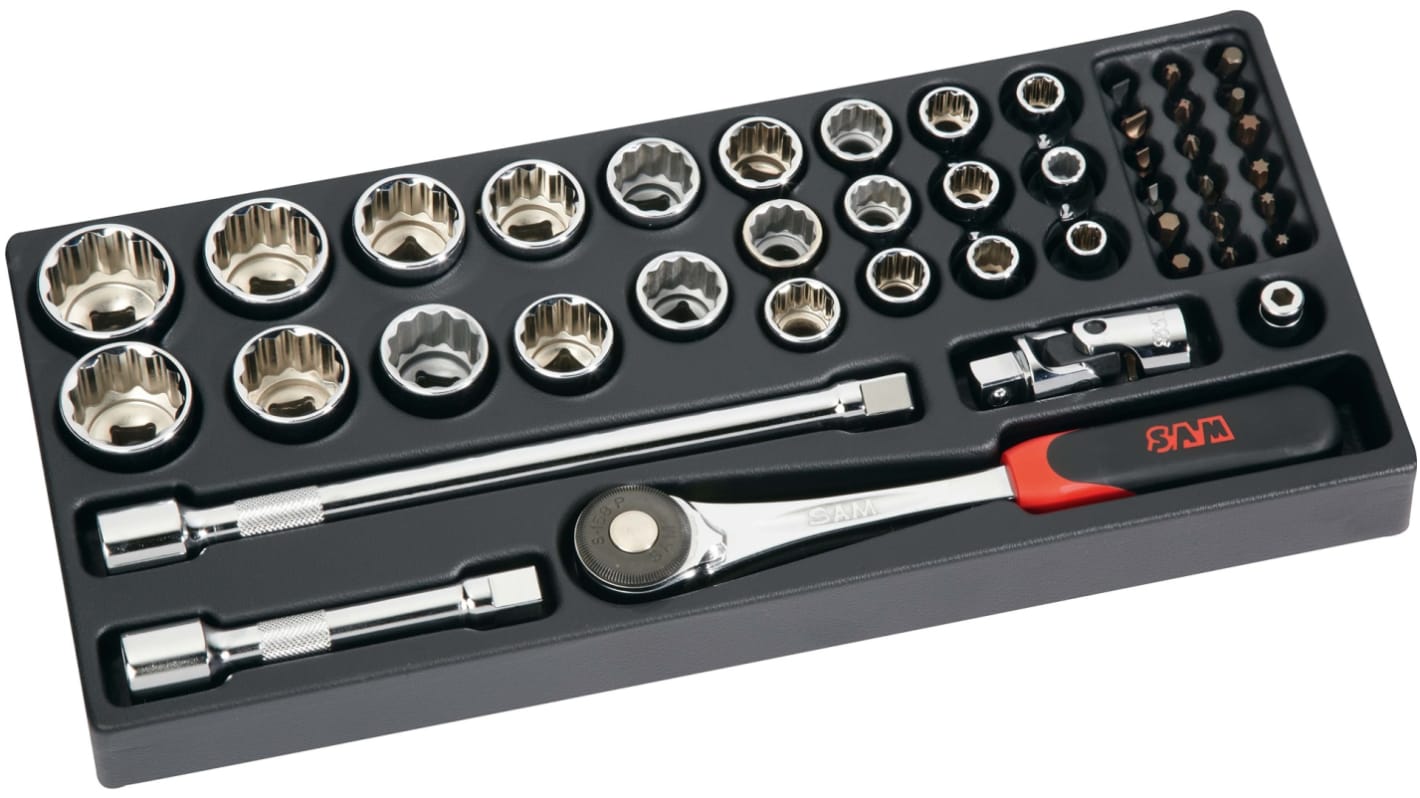 SAM 45-Piece Imperial 1/2 in Standard Socket Set with Ratchet, 6 point