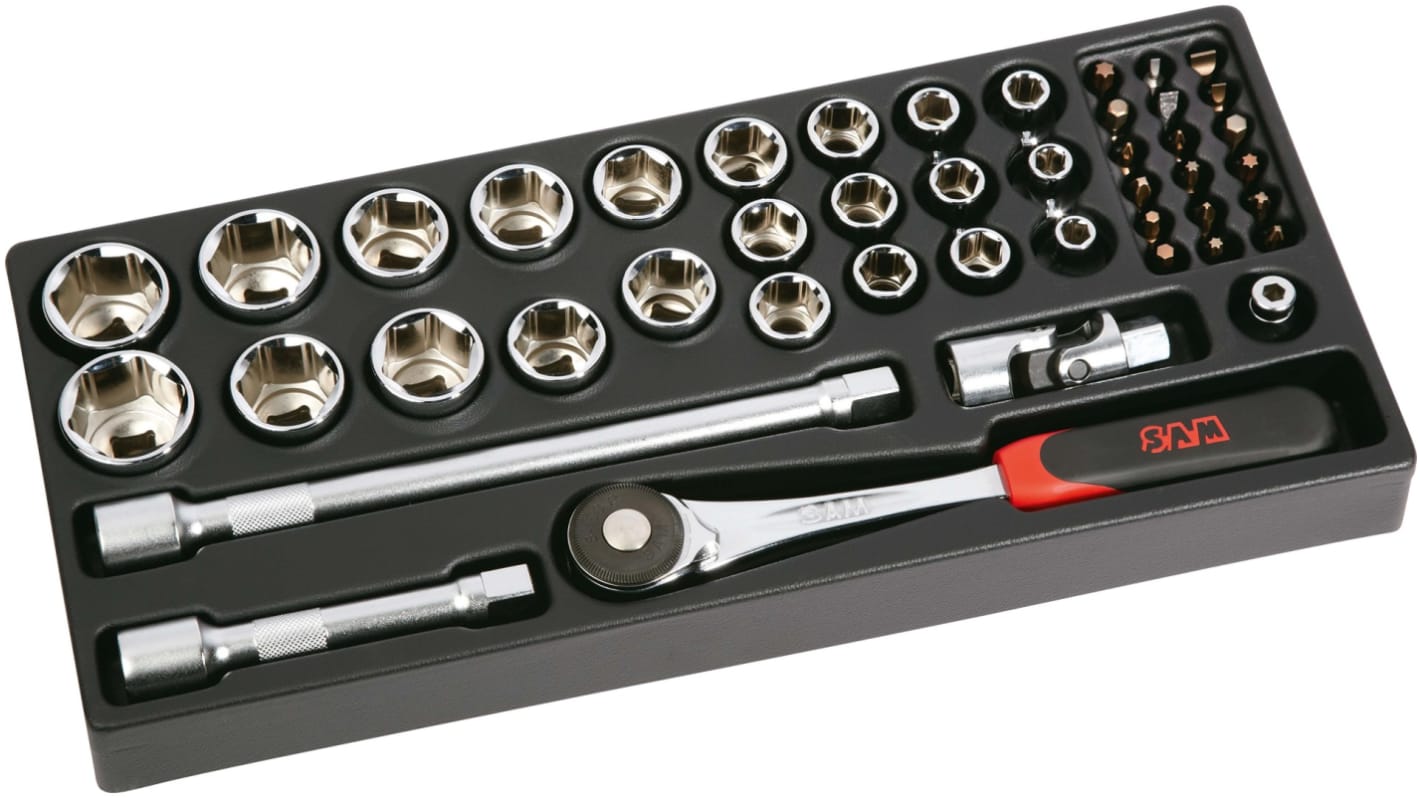SAM 45-Piece Imperial 1/2 in Standard Socket Set with Ratchet, 6 point