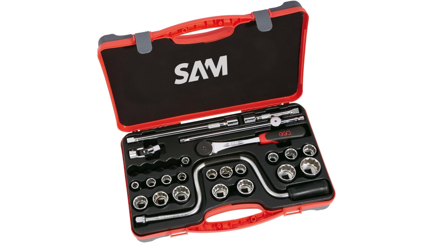 SAM 24-Piece Imperial 1/2 in Standard Socket Set with Ratchet, Hexagonal Socket Screws