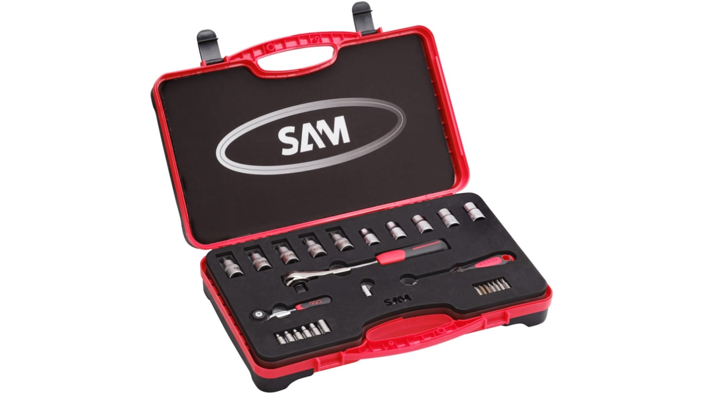 SAM 30-Piece Imperial 1/4 and 1/2 in Standard Socket Set with Ratchet, Torx Bit