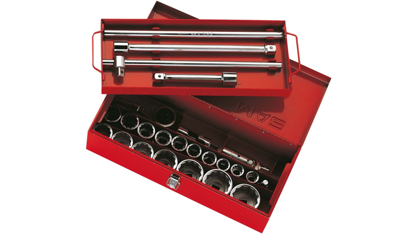 SAM 22 Piece Socket and Accessory Set Tool Case with Box