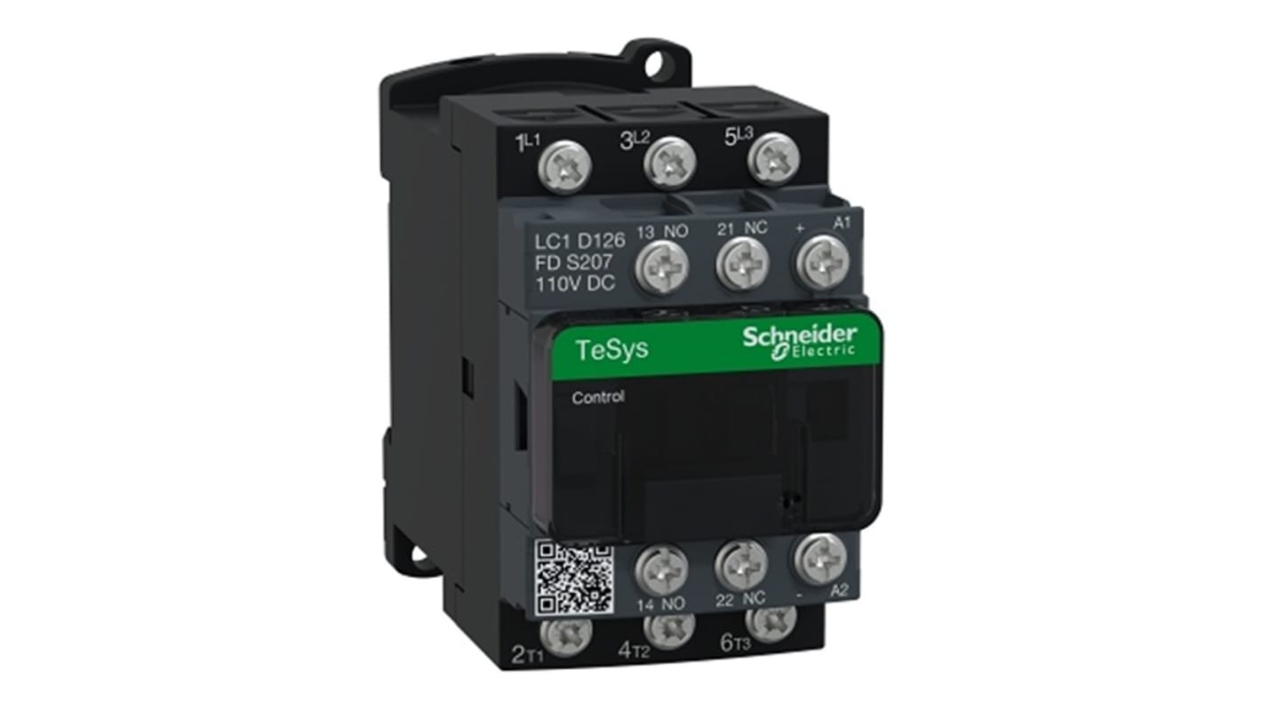 Contactor Schneider Electric TeSys D LC1D de 3 polos, 3 NA, 12 A, bobina 110 V cc, 7,5 kW