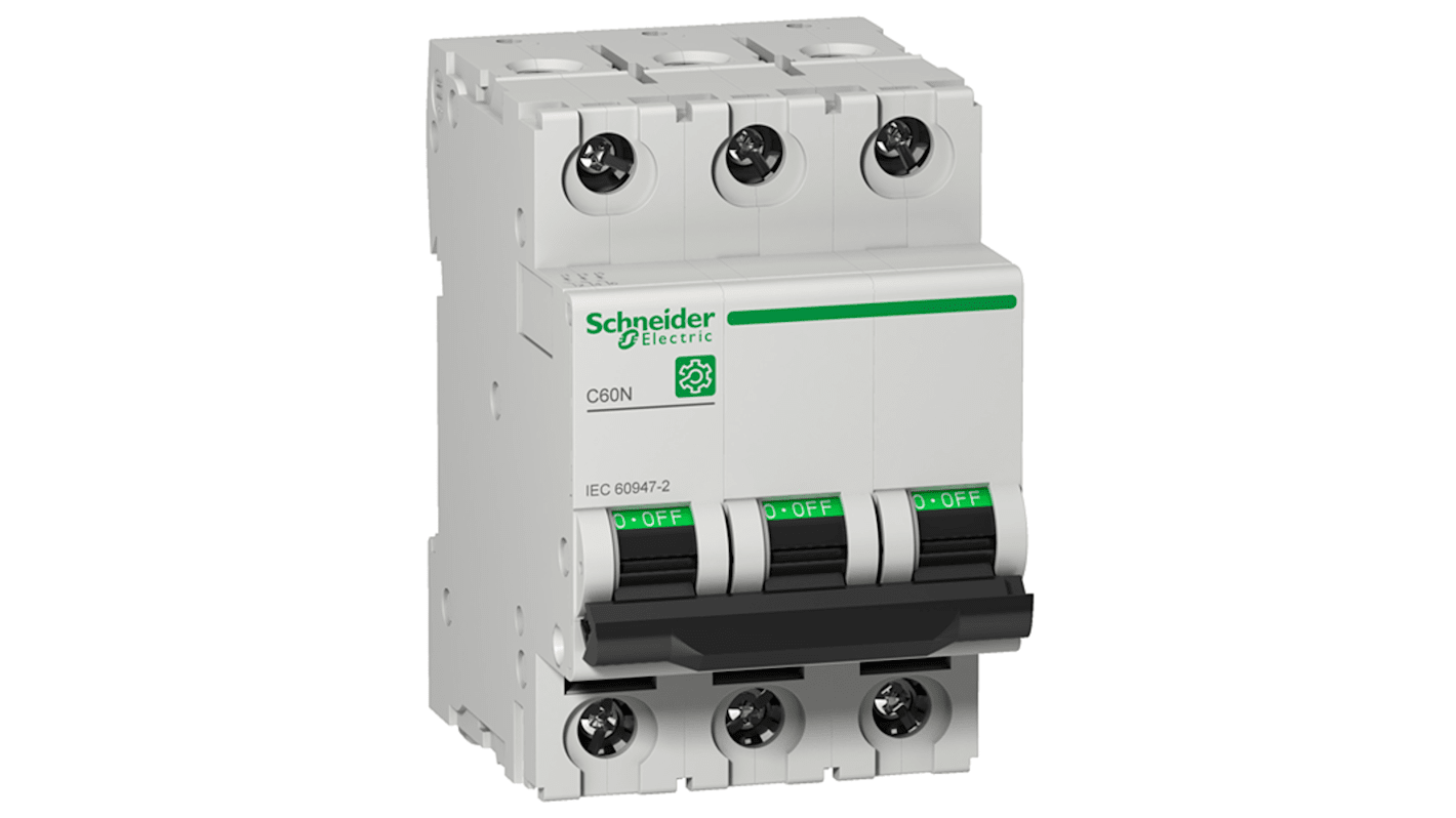 Schneider Electric Multi9 M9F1 MCB, 3P, 32A Curve D, 440V AC, 125V DC, 6 kA Breaking Capacity