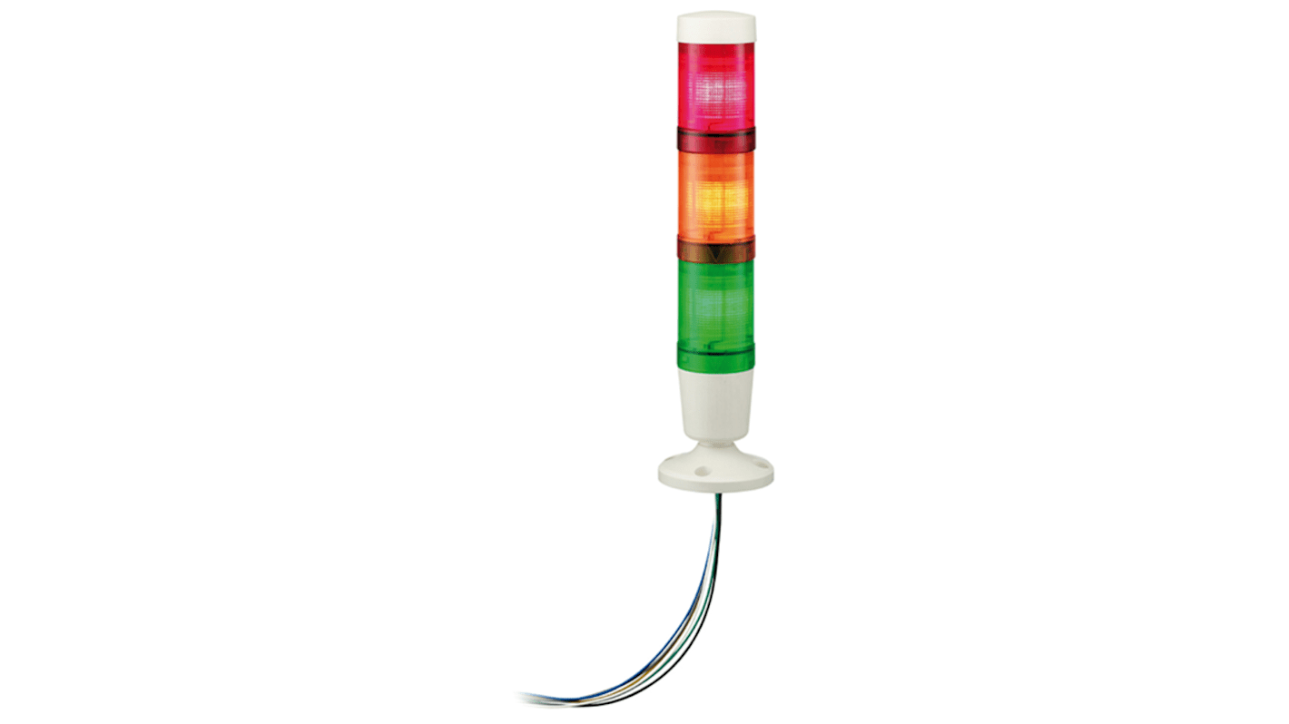 Schneider Electric Harmony XVM Series Green, Orange, Red Buzzer Signal Tower, 3 Lights, 24 V dc, Base-mounted