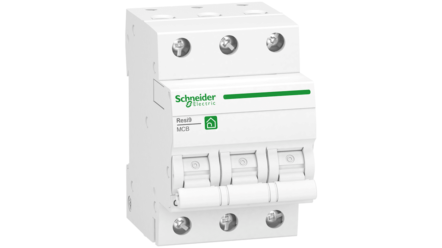 Schneider Electric Resi9 R9F2 MCB, 3P, 32A Curve C, 400V AC, 10 kA Breaking Capacity