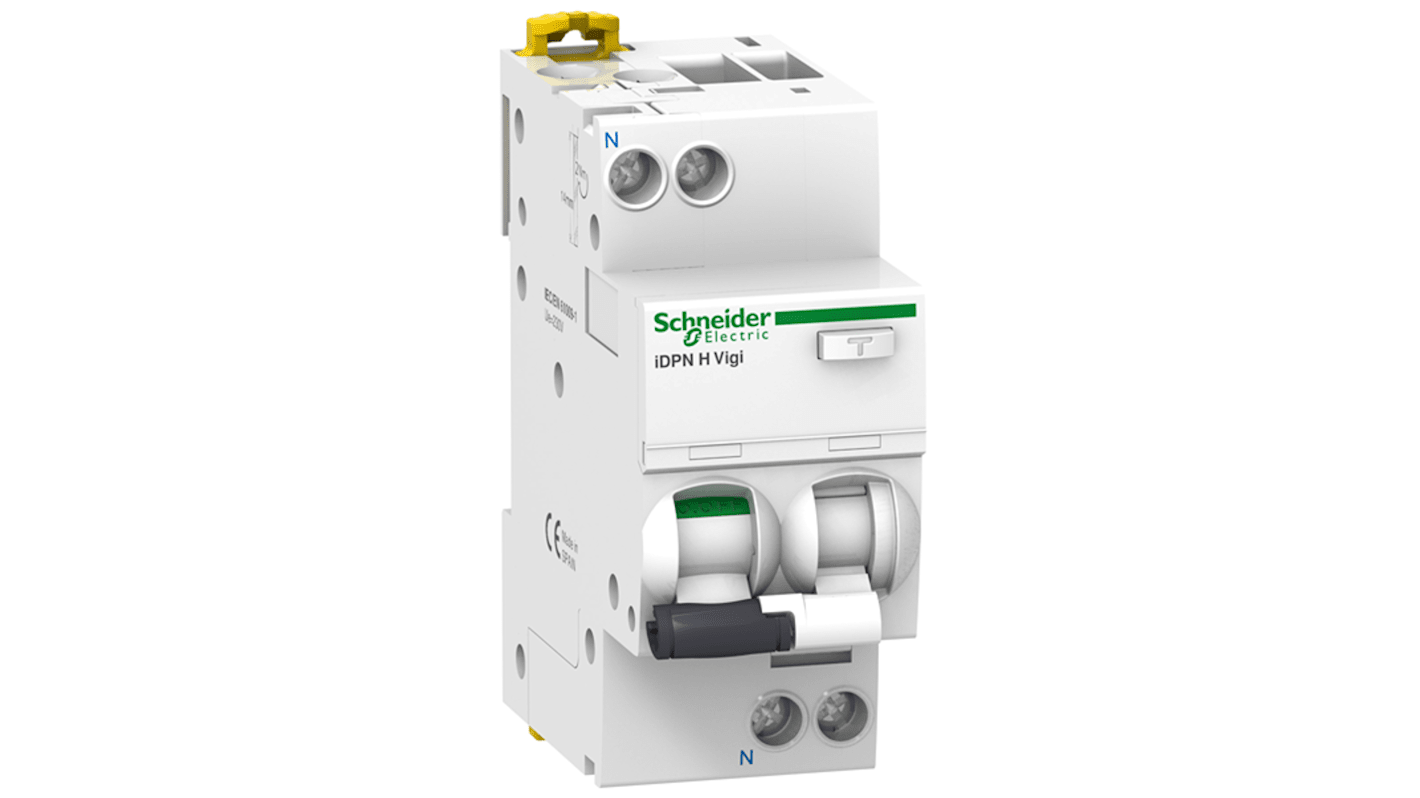 Schneider Electric RCBO, 16A Current Rating, 1P+N Poles, 30mA Trip Sensitivity, Type B, Acti9 Range