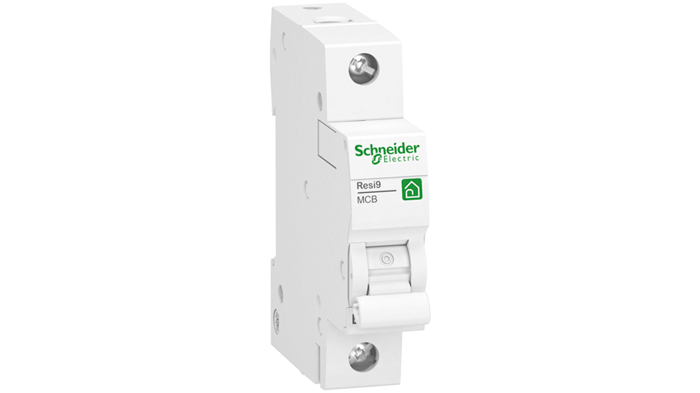 Schneider Electric Resi9 R9F2 MCB, 1P, 16A Curve B, 230V AC, 10 kA Breaking Capacity