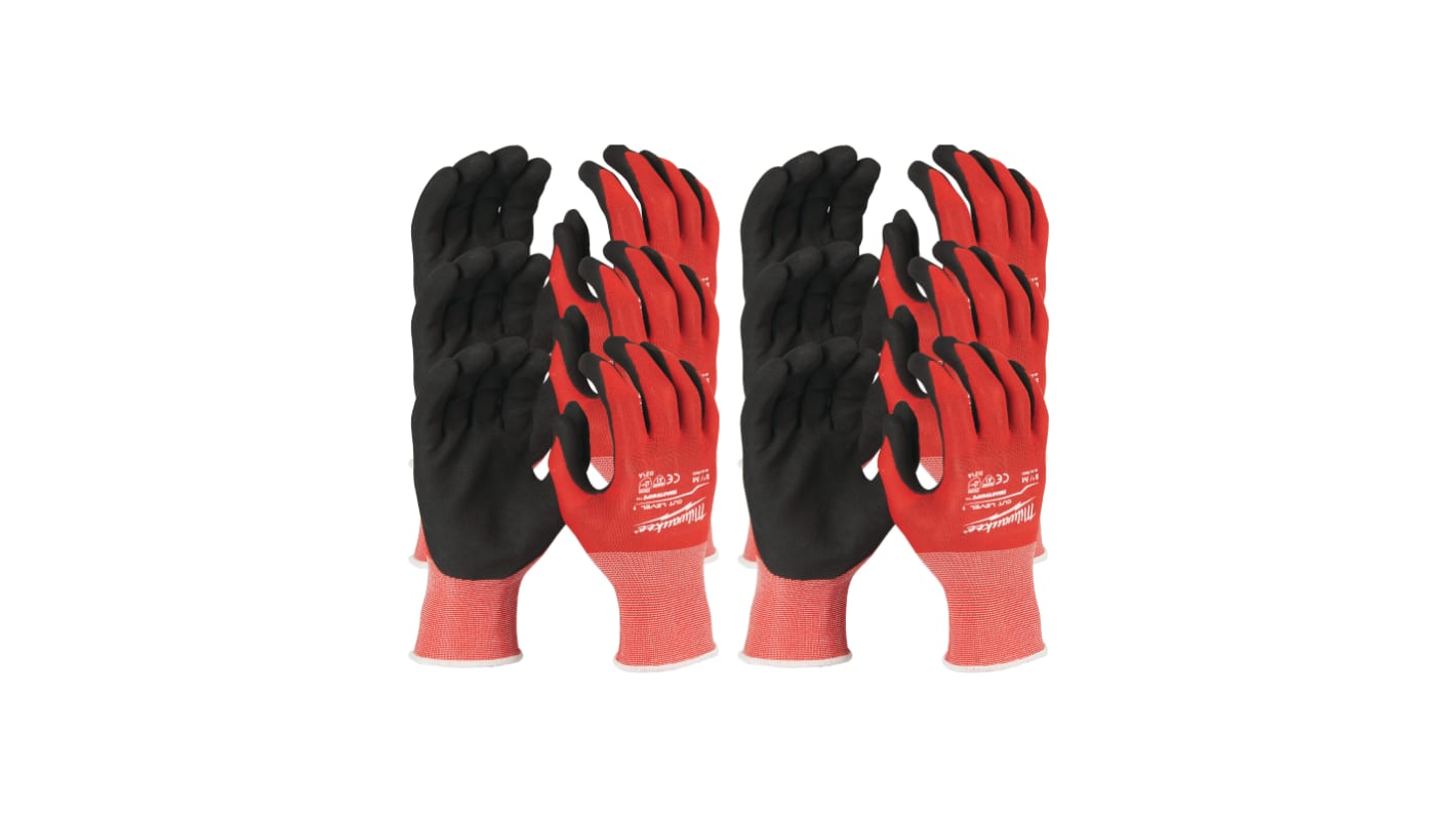 Milwaukee CUT A Black/Red Nitrile Cut Resistant Work Gloves, Size 8, M, Nitrile Coating