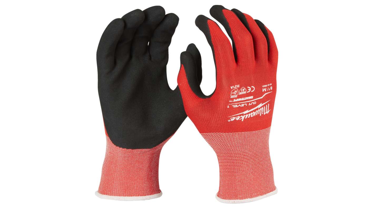 Milwaukee CUT C Black/Red Nitrile Cut Resistant Work Gloves, Size 7, S, Nitrile Coating