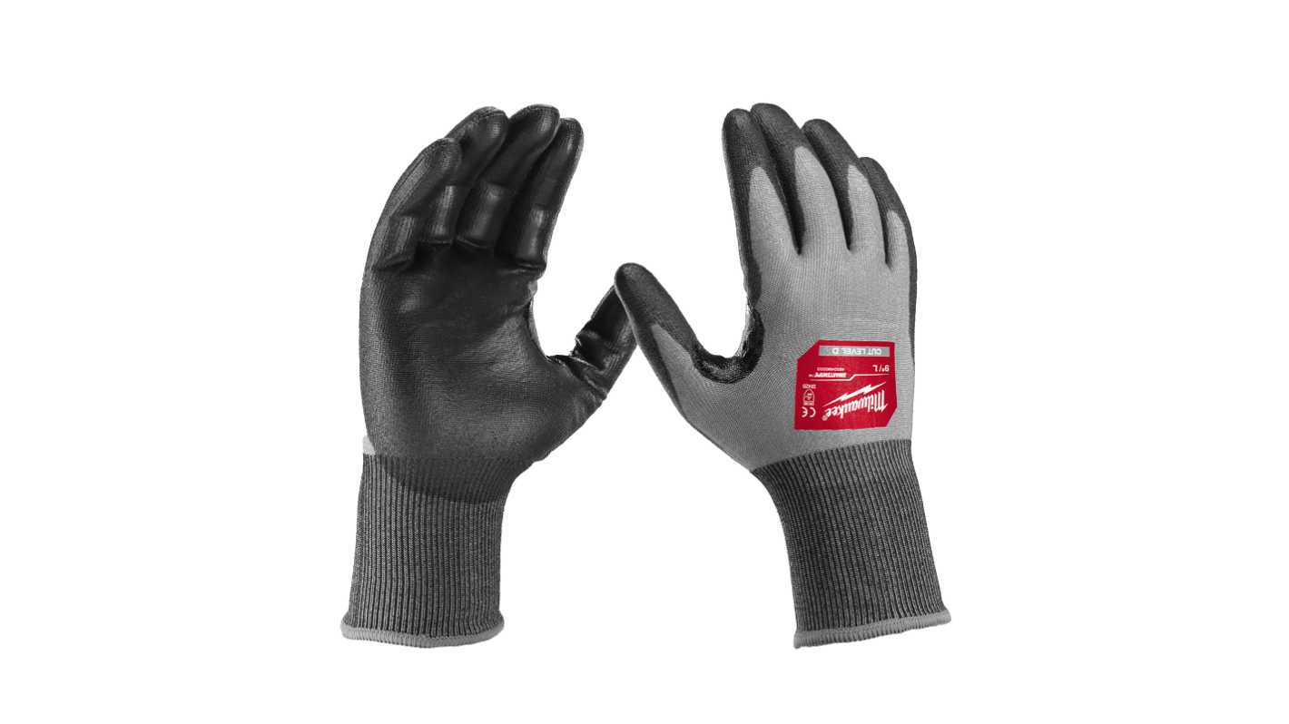 Milwaukee HI Dex Black, Grey HPPE, Nylon, Tungsten Cut Resistant Work Gloves, Size 10, XL, Nitrile Coating