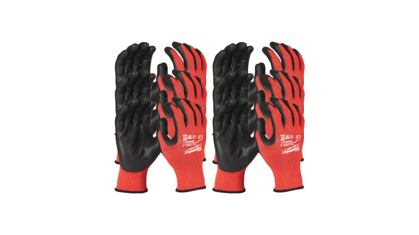 Milwaukee CUT C Black/Red Nitrile Cut Resistant Work Gloves, Size L, Nitrile Coating