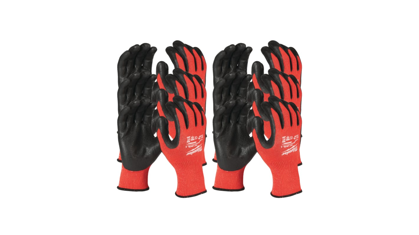 Guanti da lavoro Milwaukee CUT C, Tg. 11, XXL, in Nitrile, col. Nero/rosso