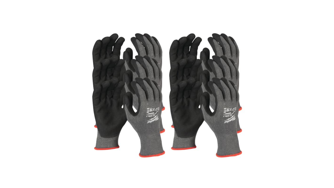 Milwaukee CUT E Black, Grey Nitrile Cut Resistant Work Gloves, Size 11, XXL, Nitrile Coating