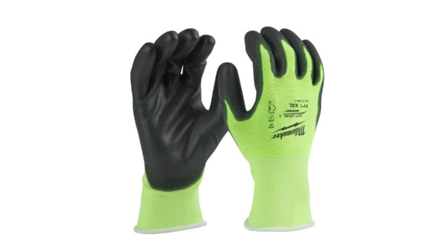 Milwaukee SMARTSWIPE Black, Green Polyurethane Cut Resistant Work Gloves, Size 10, XL, Polyurethane Coating