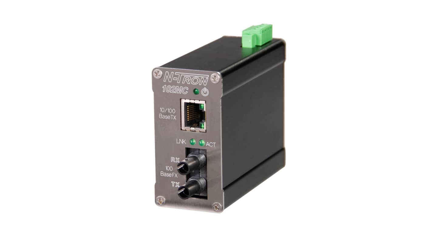 Red Lion RJ45 Media Converter, Multi Mode, 10/100Mbit/s, Half/Full Duplex