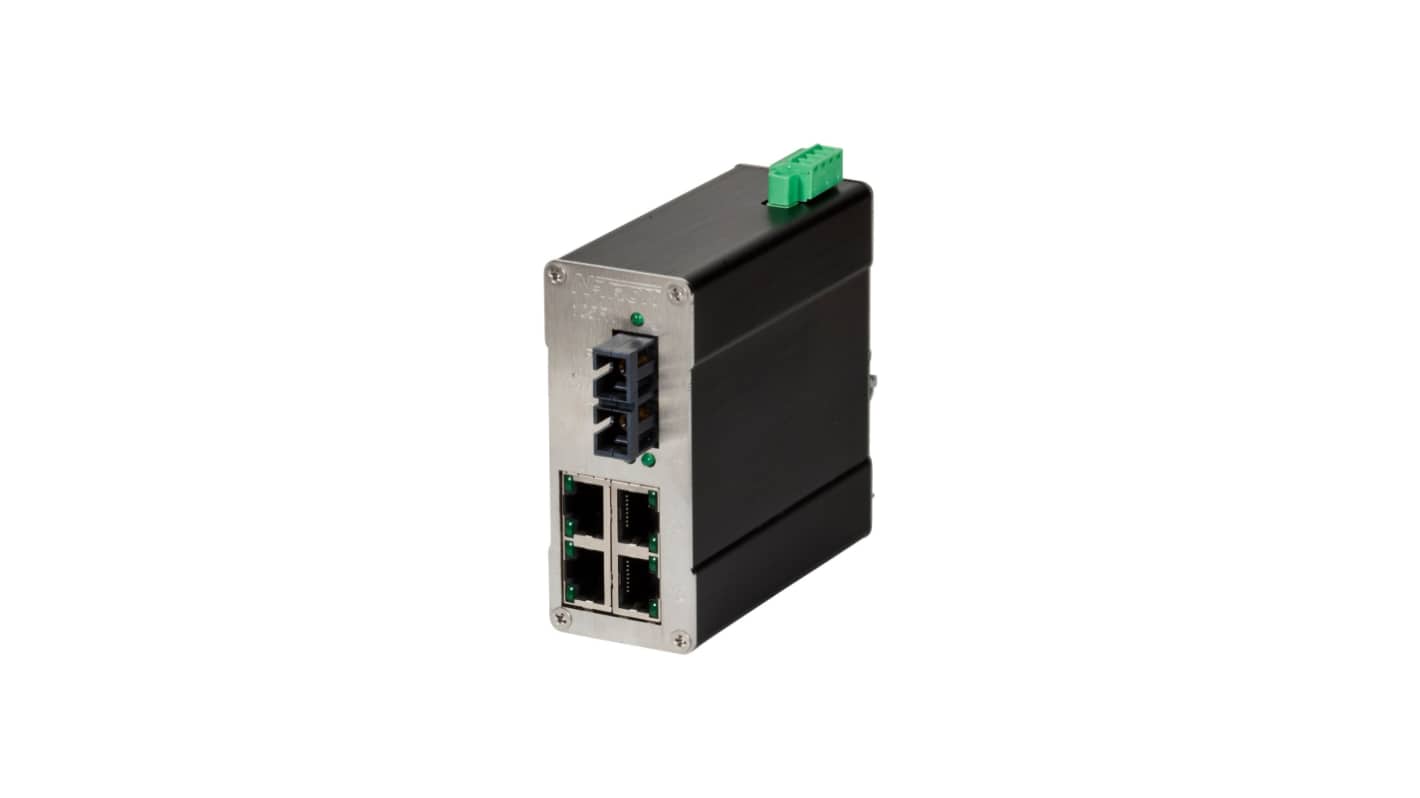 Red Lion 105FX Series DIN Rail Mount Ethernet Switch, 4 RJ45 Ports, 10/100Mbit/s Transmission, 10 → 30V dc