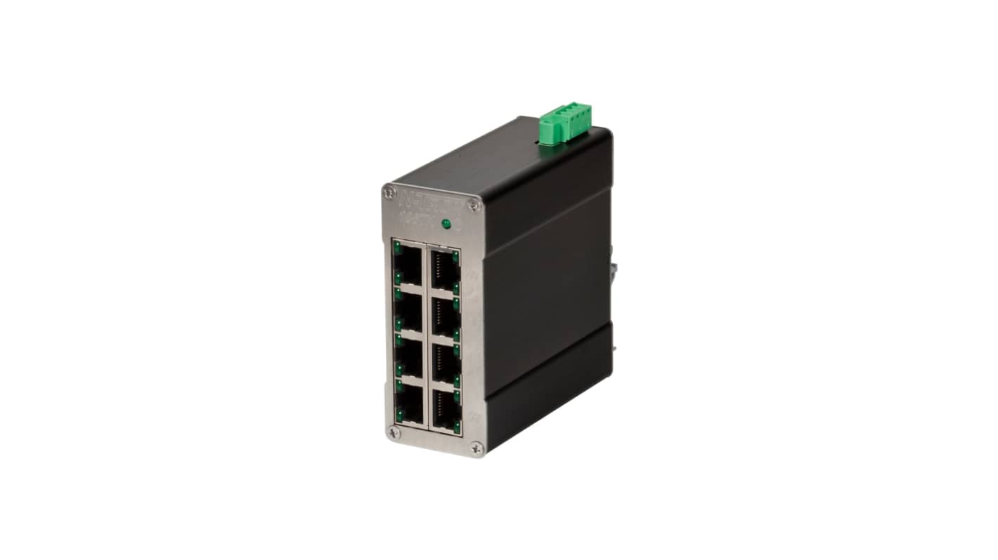 Red Lion 108TX Series DIN Rail Mount Ethernet Switch, 8 RJ45 Ports, 10/100Mbit/s Transmission, 10 → 30V dc