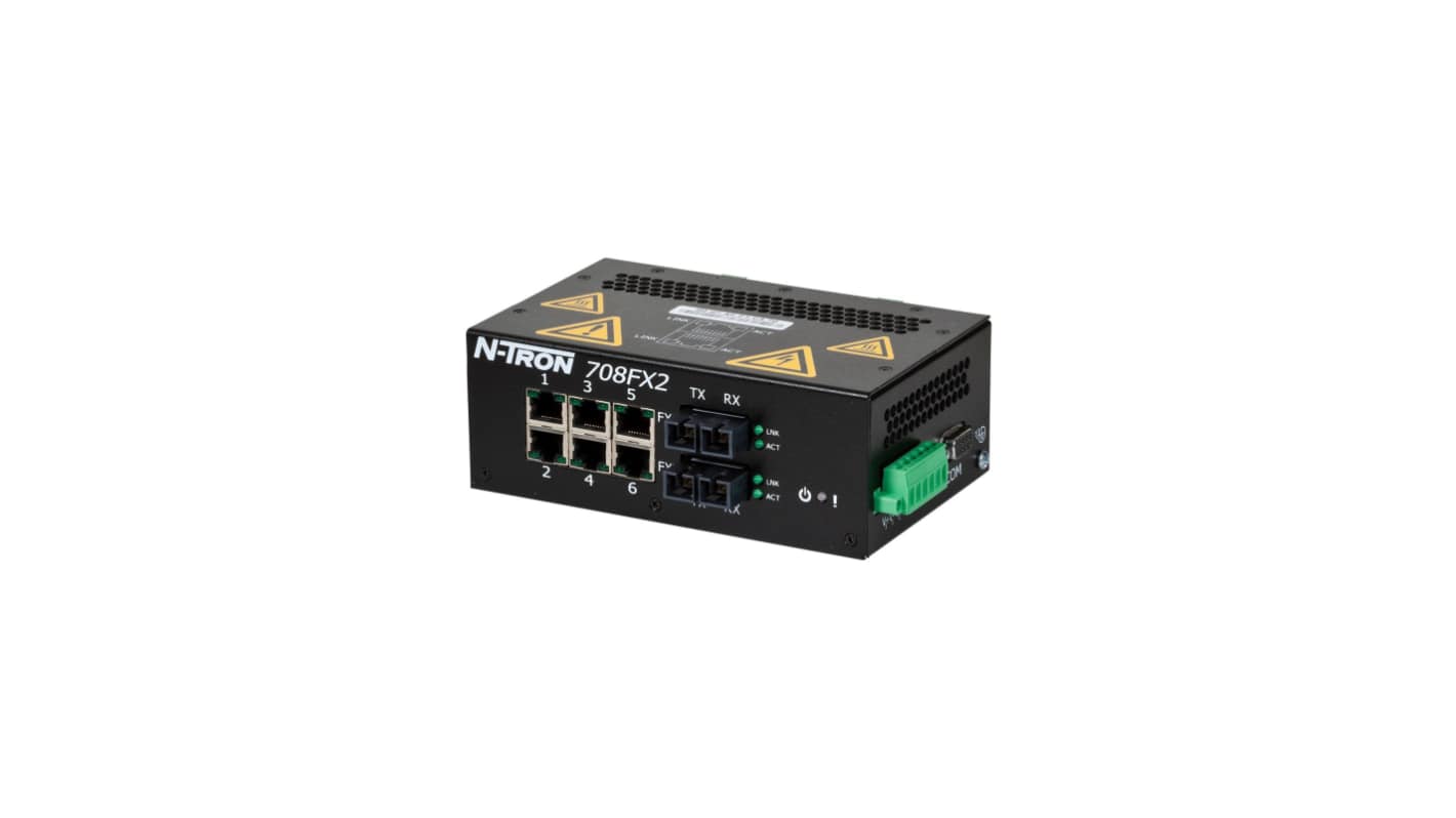 Red Lion FX2 Series DIN Rail Mount Ethernet Switch, 6 RJ45 Ports, 10/100Mbit/s Transmission, 10 → 30V dc