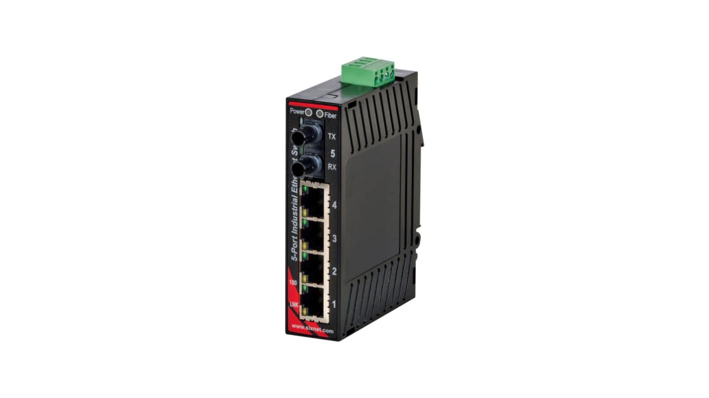 Red Lion SL-5ES Series DIN Rail Mount Ethernet Switch, 4 RJ45 Ports, 10/100Mbit/s Transmission, 10 → 30V dc