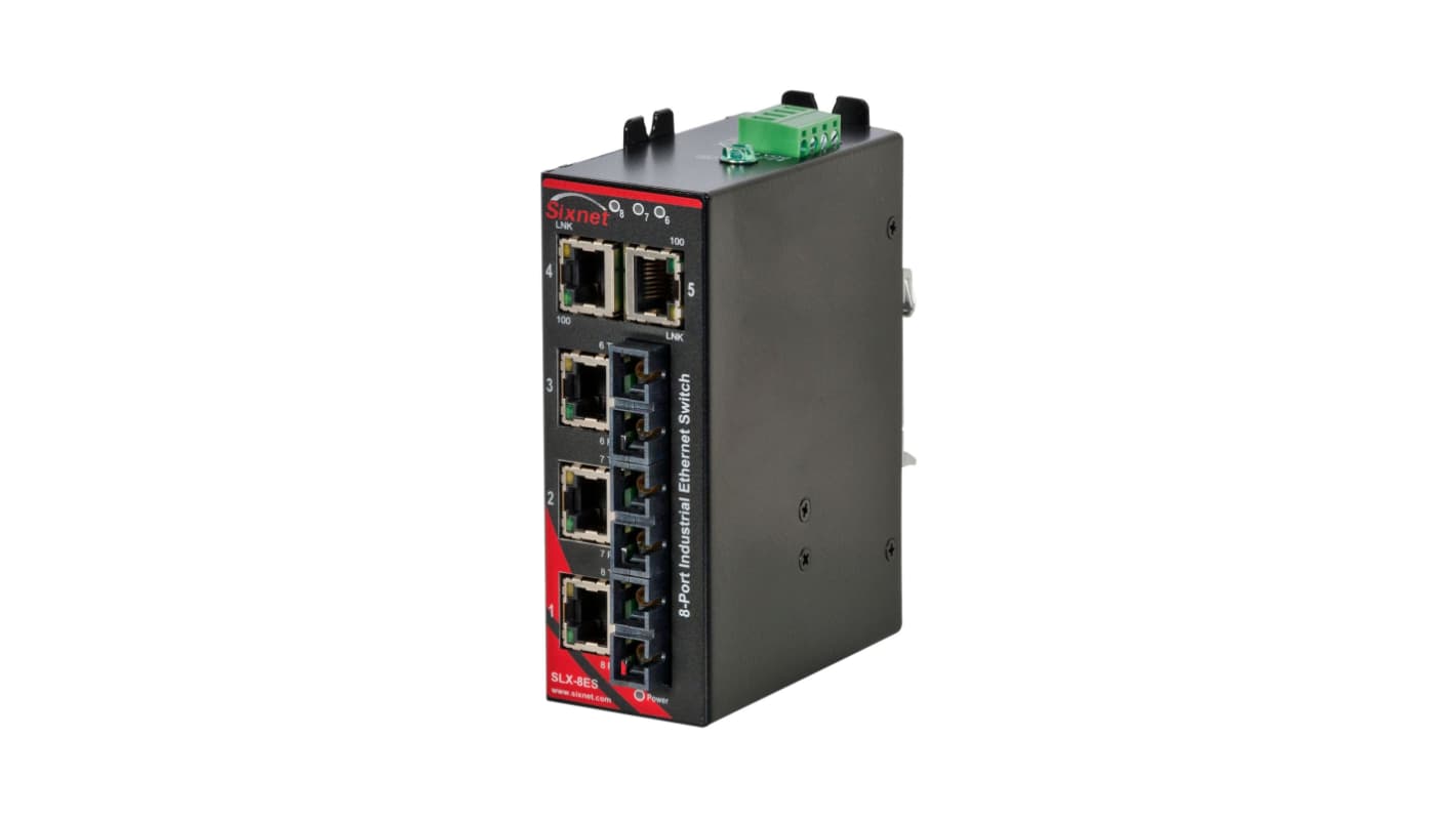 Red Lion SLX Series DIN Rail Mount Ethernet Switch, 5 RJ45 Ports, 10/100Mbit/s Transmission, 10 → 30V dc