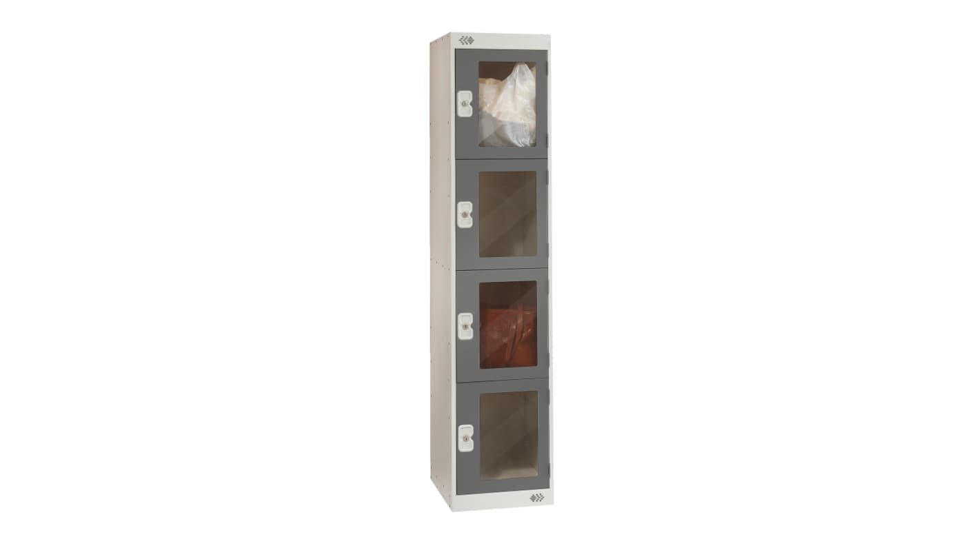 Armadietto di stoccaggio Acciaio Grigio scuro, grigio chiaro RS PRO 4 porta No, 1800 mm x 450 mm x 450mm