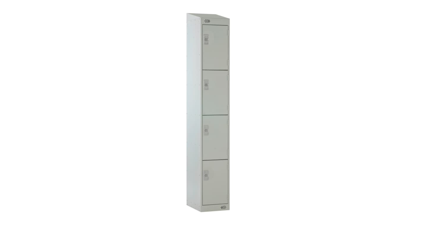 Armadietto di stoccaggio Acciaio Grigio chiaro RS PRO 4 porta, 1800 mm x 450 mm x 450mm