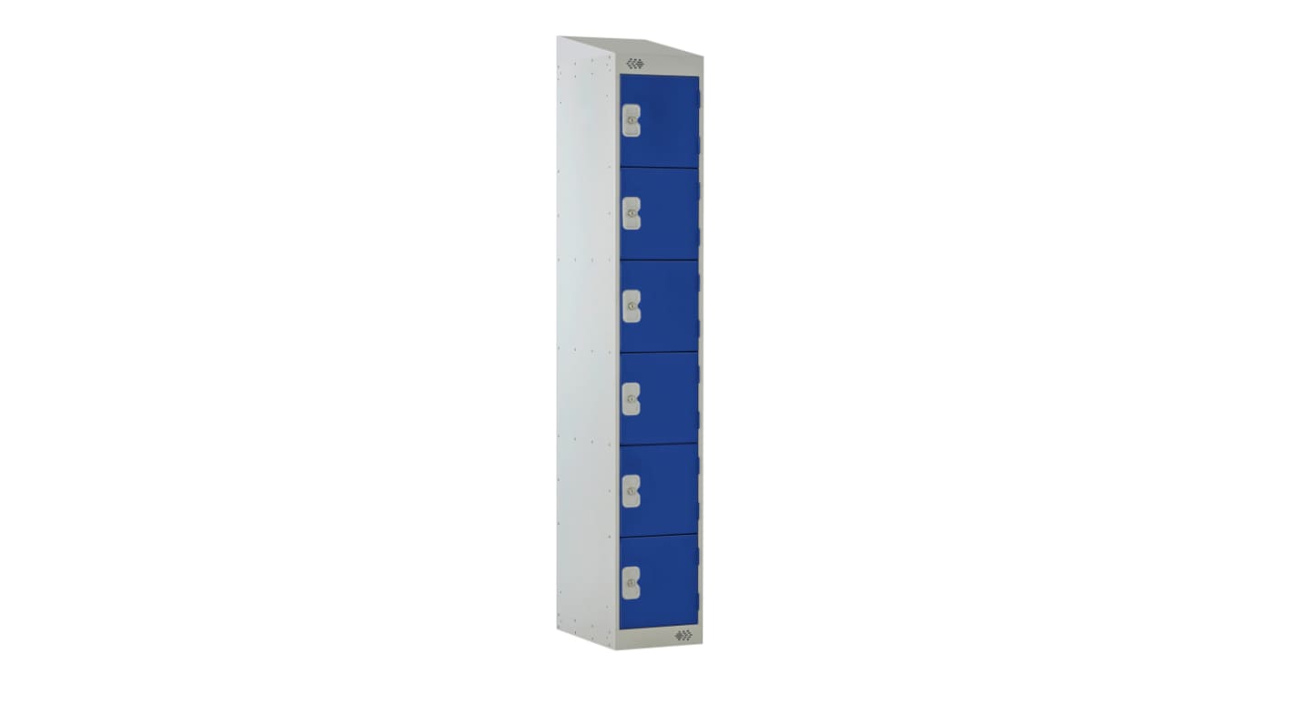 RS PRO 6 Door Steel Light Grey Storage Locker, 1800 mm x 450 mm x 450mm