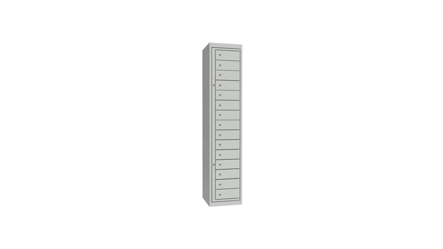 RS PRO 15 Door No Steel Light Grey Storage Locker, 1778 mm x 381 mm x 457mm