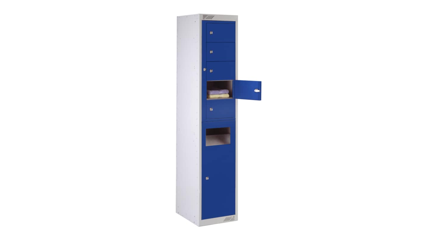 RS PRO 10 Door No Steel Blue, Light Grey Storage Locker, 1778 mm x 381 mm x 457mm