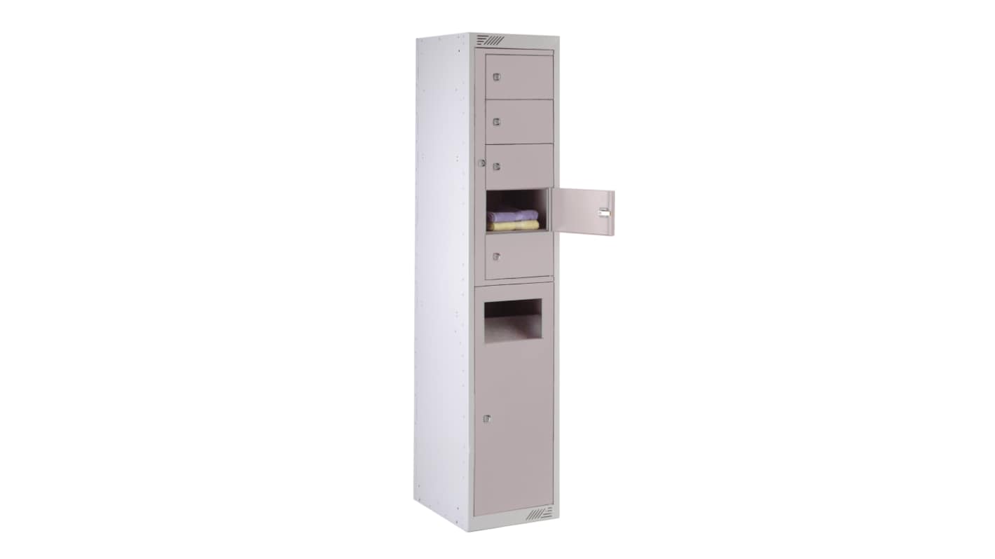 RS PRO 10 Door No Steel Light Grey Storage Locker, 1778 mm x 381 mm x 457mm