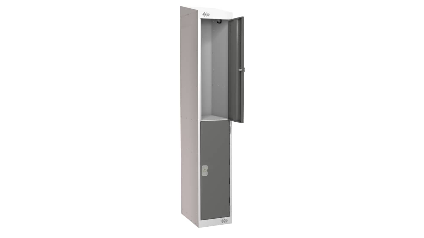 RS PRO Schließfach, Türanzahl: 2 Stahl, Dunkelgrau, Hellgrau, 1800 mm x 300 mm x 300mm