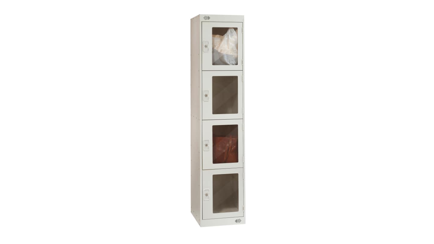 RS PRO 4 Door Steel Light Grey Storage Locker, 1800 mm x 450 mm x 450mm
