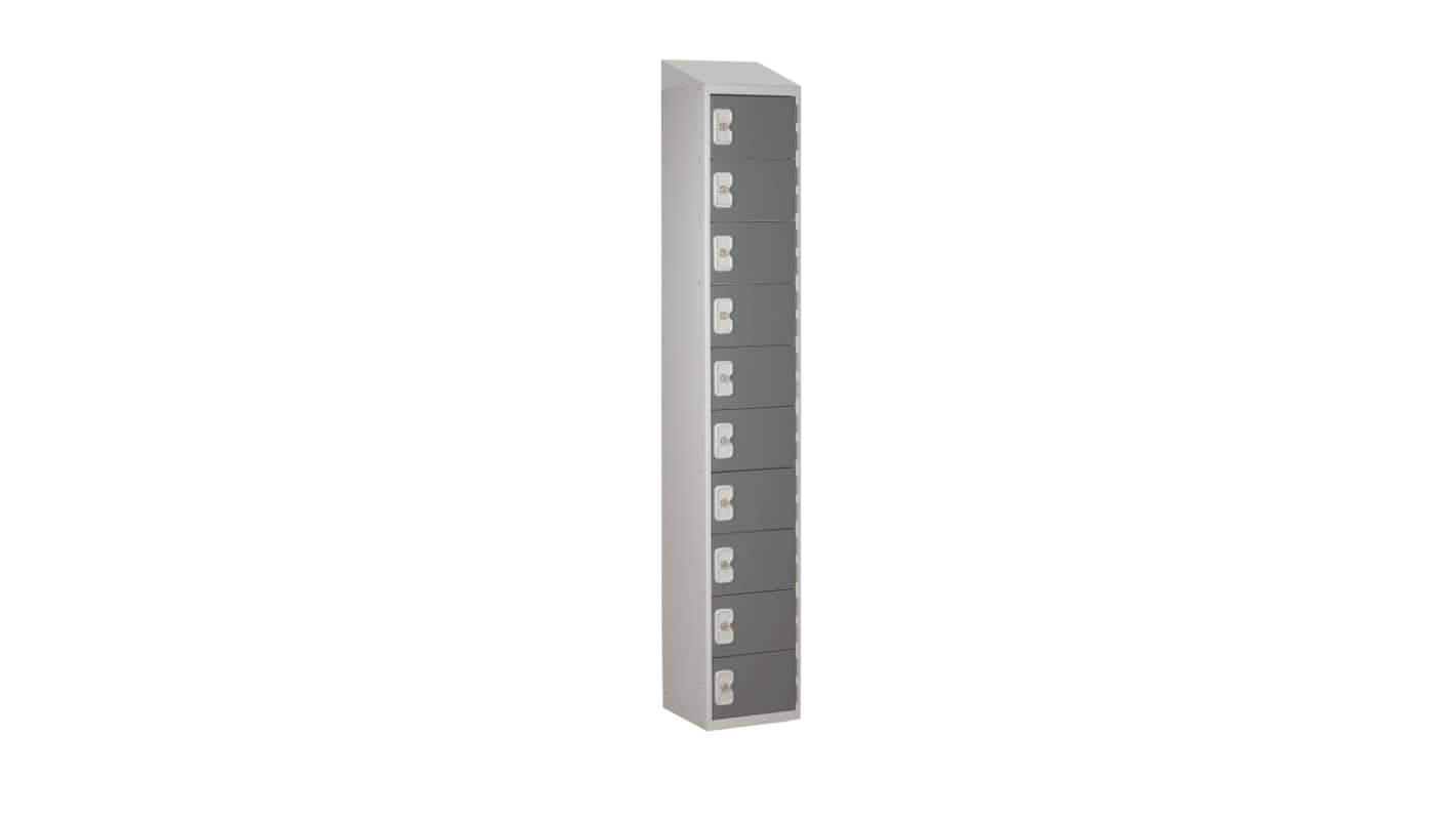 RS PRO 10 Door No Steel Dark Grey Locker, 1800 mm x 450 mm x 450mm