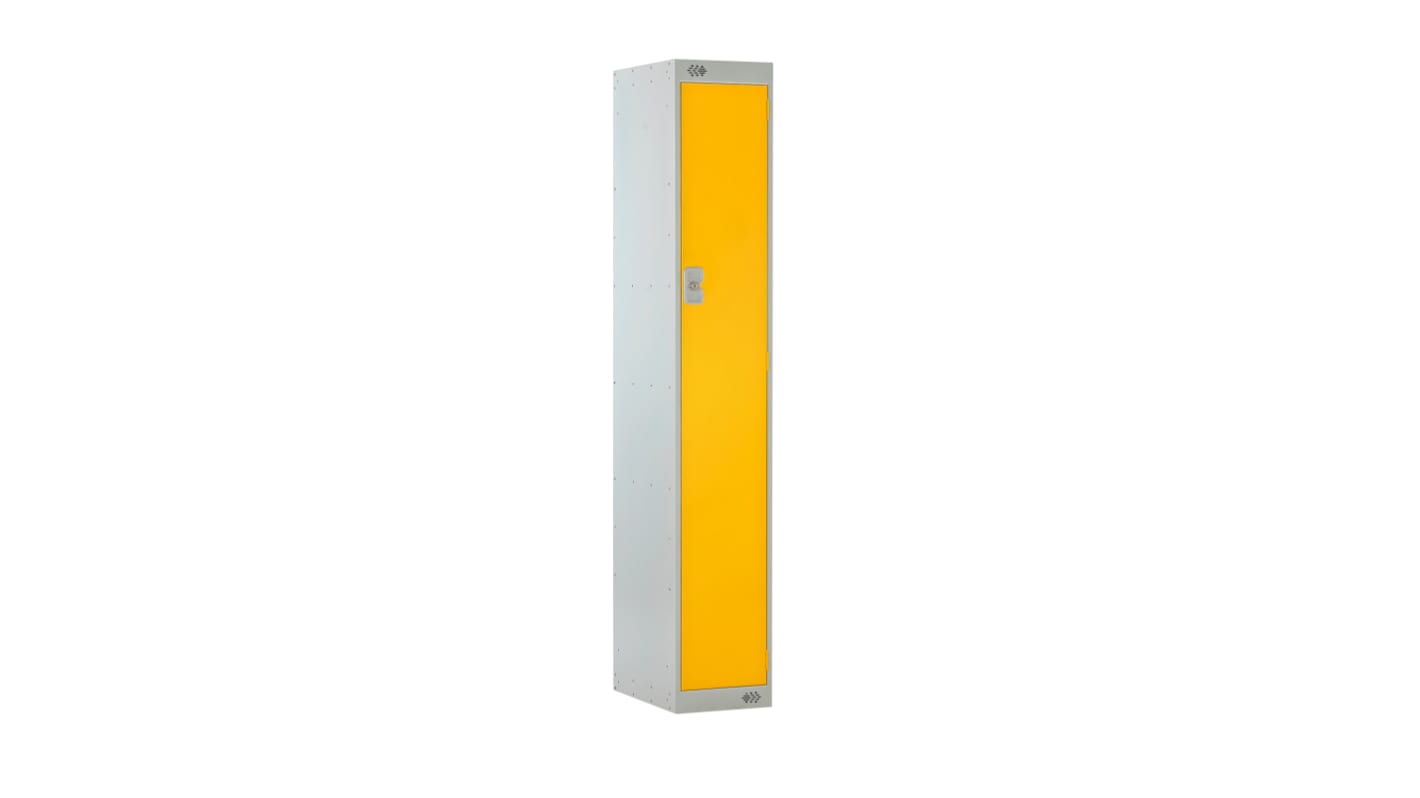 RS PRO 1 Door No Steel Light Grey, Yellow Storage Locker, 1800 mm x 450 mm x 450mm