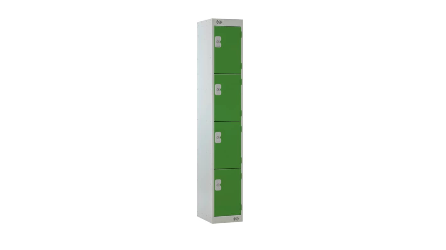 RS PRO Schließfach, Türanzahl: 4 Stahl, Grün, Hellgrau, 1800 mm x 300 mm x 380mm