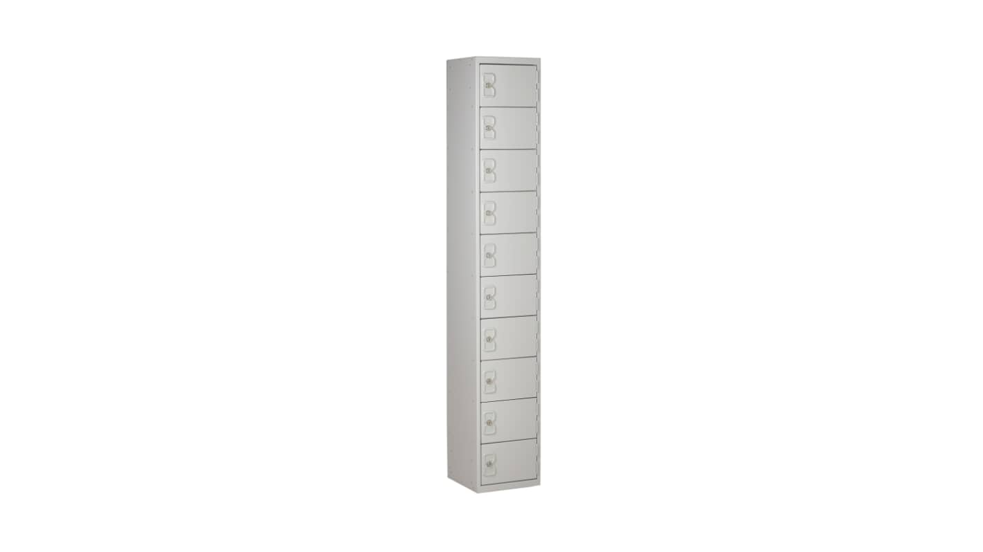 Armadietto Acciaio Grigio chiaro RS PRO 10 porta No, 1800 mm x 300 mm x 300mm